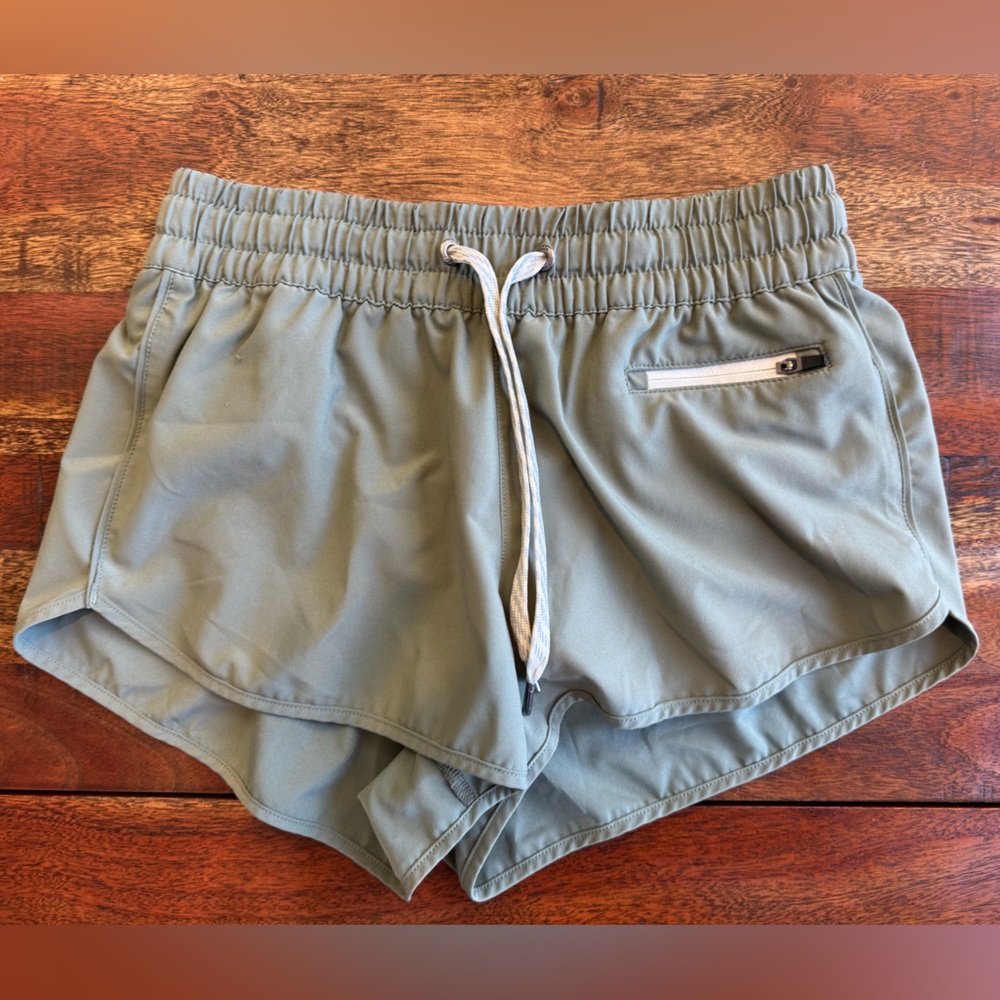 Vuori Sage Green Athletic Drawstring Shorts